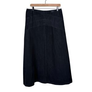 Woolrich Vintage Black Corduroy 100% Cotton Midi Length A-Line Western Skirt